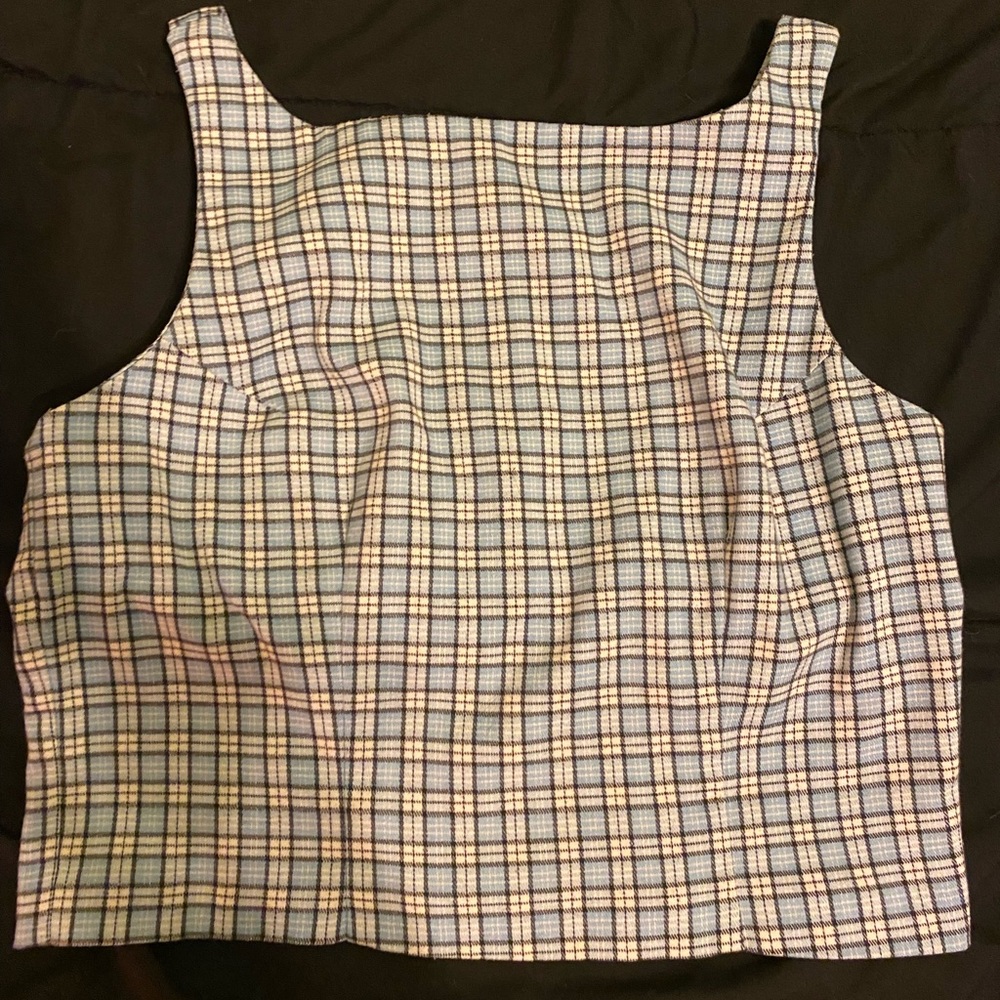 Blue plaid tank top